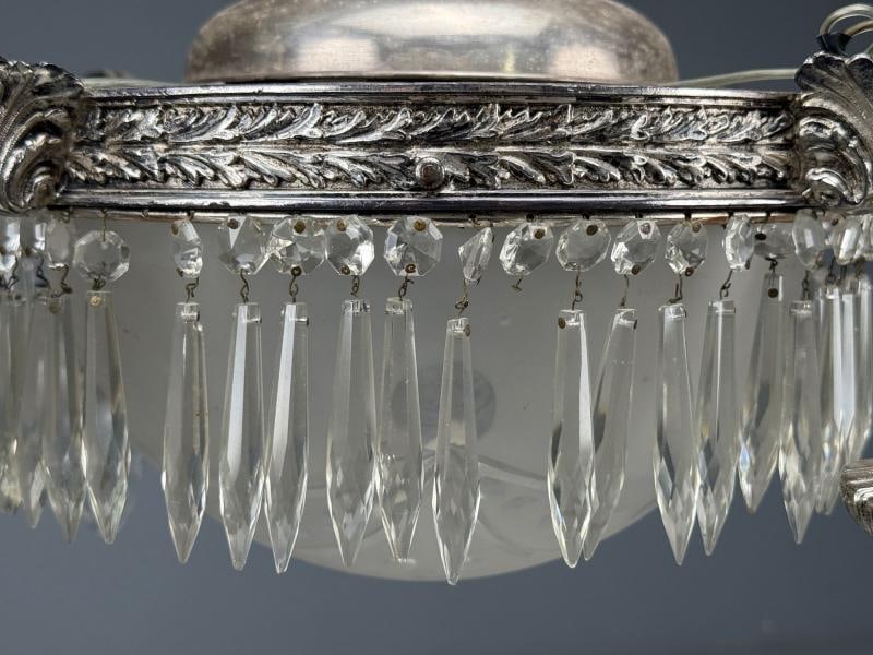 French Victorian, Chandelier, Etched Glass, Silver Plated, 19th Century - 6