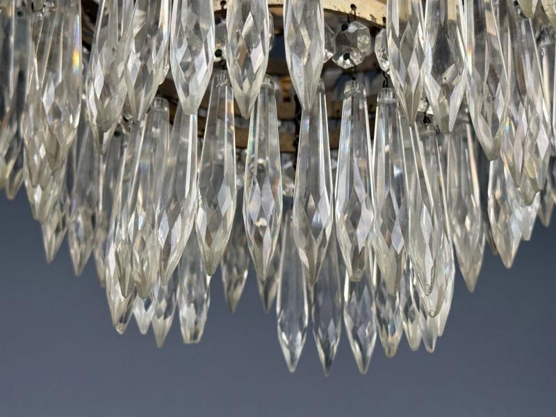 French Louis XVI, Chandeliers, Dore Bronze, Crystal, France, 19th Century - 7