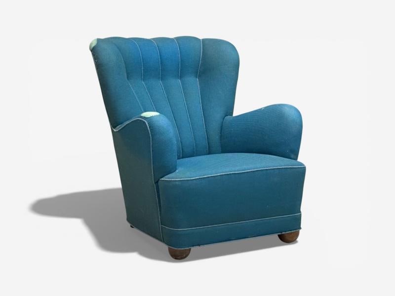 Danish Cabinetmaker, Lounge Chair, Beech, Wool, Denmark, 1930s - 2