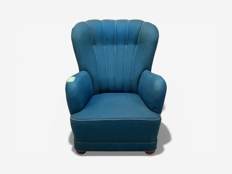 Danish Cabinetmaker, Lounge Chair, Beech, Wool, Denmark, 1930s - 3