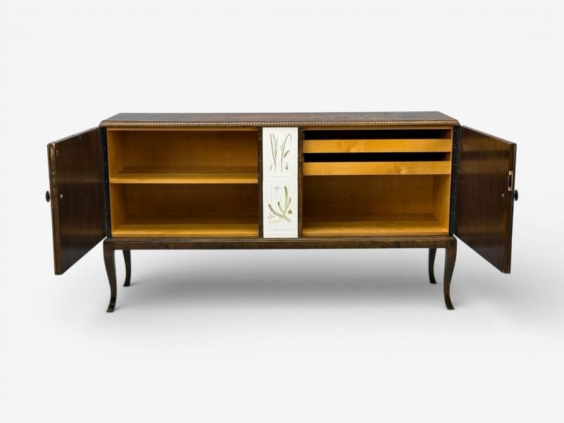 Swedish Modern, Nordens Flora Credenza, Wallpaper, Birch, Sweden, 1940s - 12