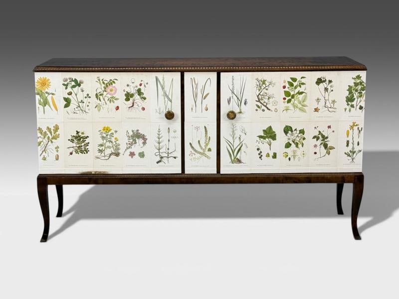 Swedish Modern, Nordens Flora Credenza, Wallpaper, Birch, Sweden, 1940s - 4