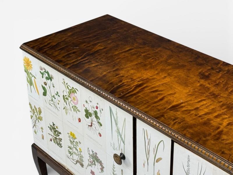 Swedish Modern, Nordens Flora Credenza, Wallpaper, Birch, Sweden, 1940s - 6