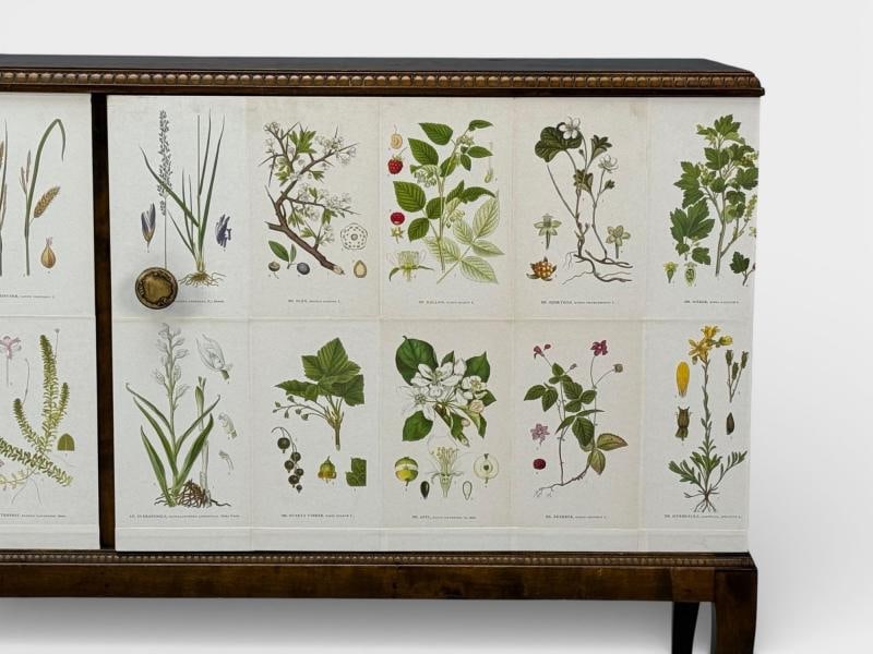 Swedish Modern, Nordens Flora Credenza, Wallpaper, Birch, Sweden, 1940s - 9