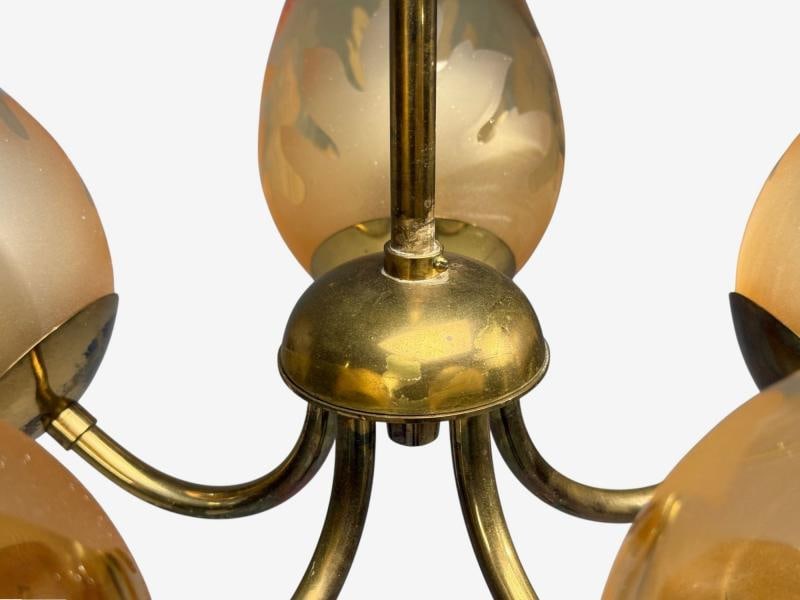 Carl Erik Bodén, Chandelier, Brass, Glass, Sweden, 1940s - 5