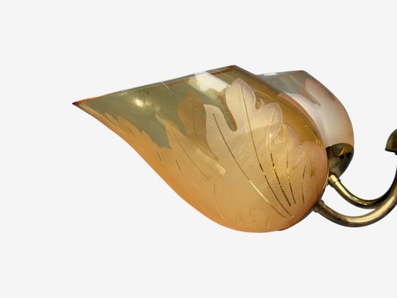 Carl Erik Bodén, Chandelier, Brass, Glass, Sweden, 1940s - 7