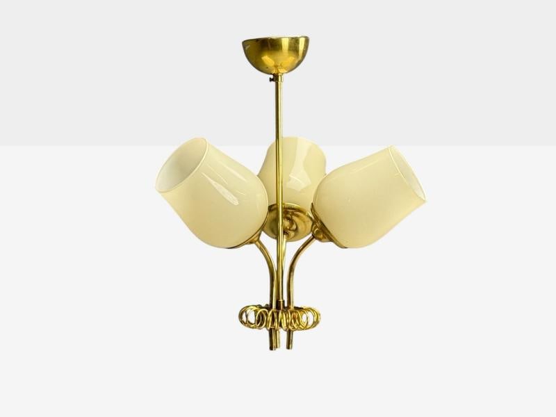 Itsu, Finnish Modern, Pendant Light, Opal Glass, Finland, 1940s - 2