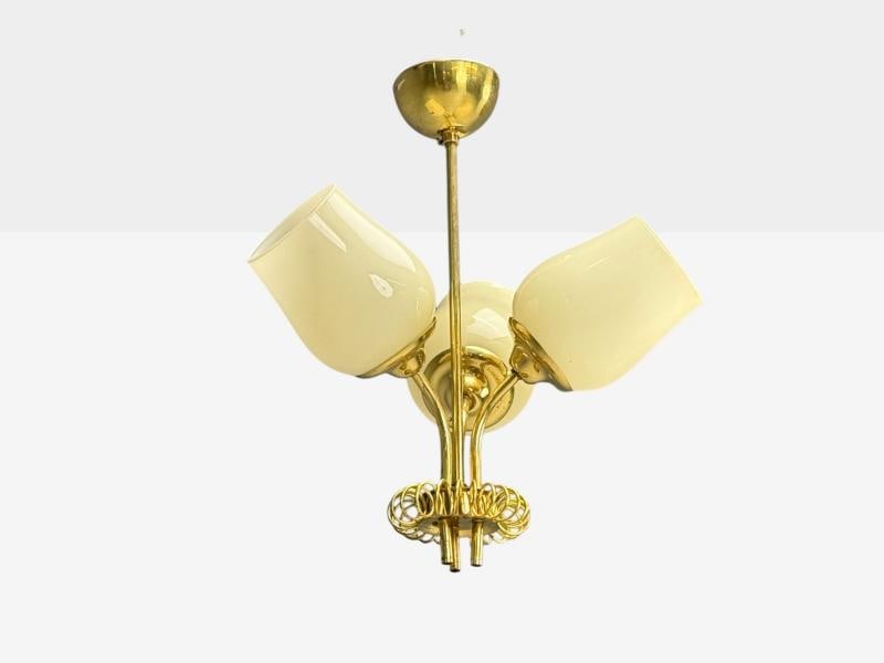 Itsu, Finnish Modern, Pendant Light, Opal Glass, Finland, 1940s - 4