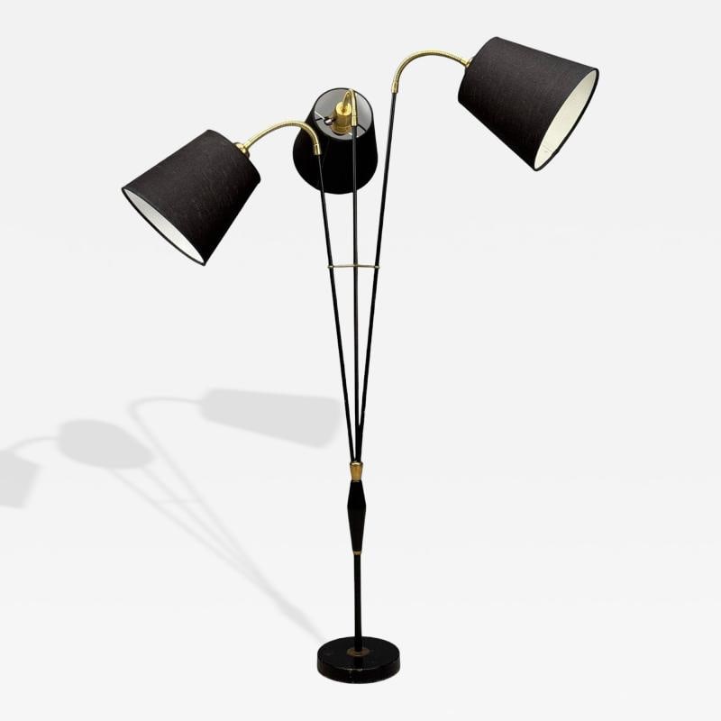 AJH, Swedish Modern, Adjustable Floor Lamp, Metal, Brass, Sweden, 1950s (1 of 12)