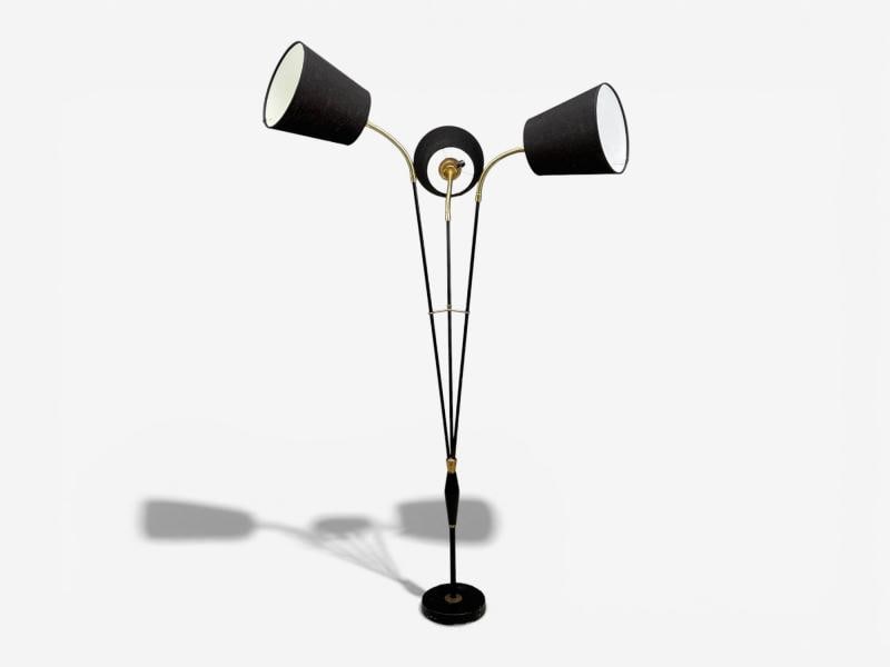 AJH, Swedish Modern, Adjustable Floor Lamp, Metal, Brass, Sweden, 1950s - 3