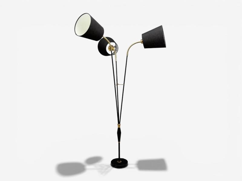 AJH, Swedish Modern, Adjustable Floor Lamp, Metal, Brass, Sweden, 1950s - 4
