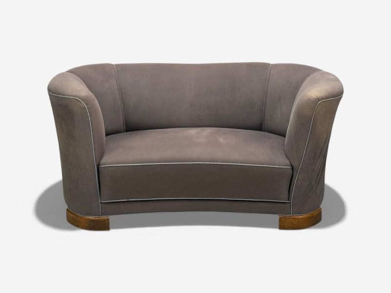 Danish Modern, Banana Sofa, Stained Beech, Fabric, Denmark, 1930s - 2