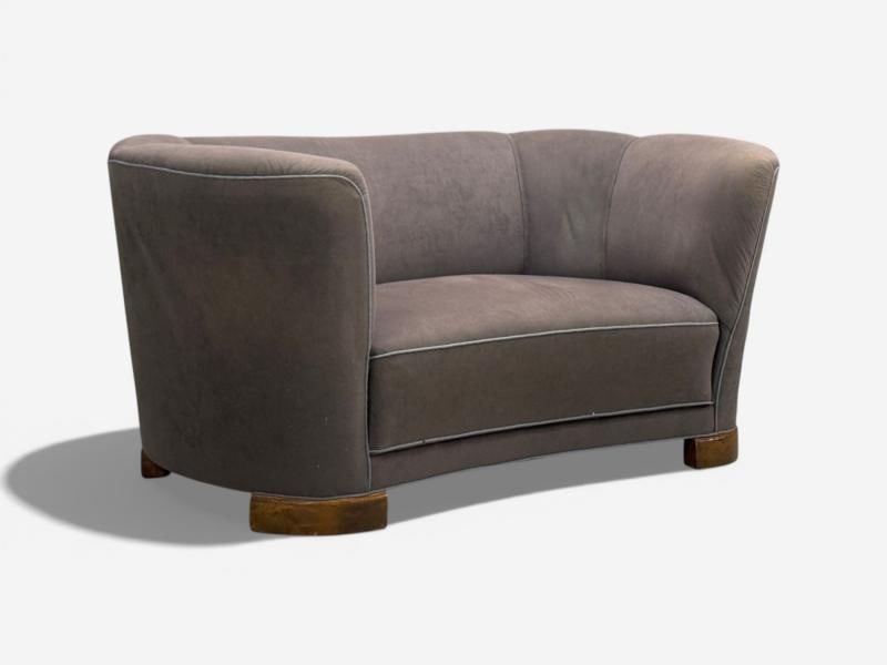 Danish Modern, Banana Sofa, Stained Beech, Fabric, Denmark, 1930s - 3