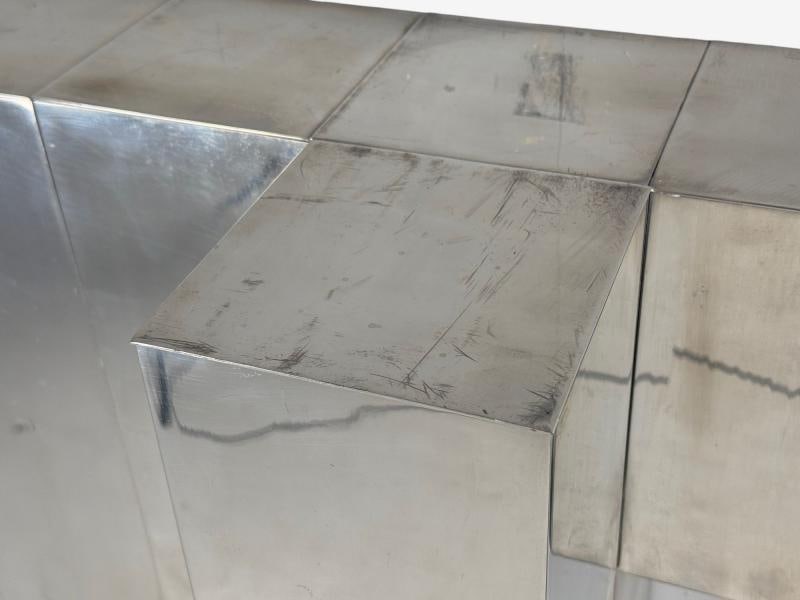 Paul Evans Style, Patchwork Chrome, Mirrored Wall Shelf, USA, 1980s - 5