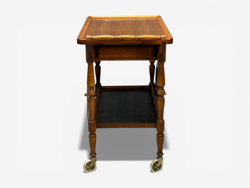 Swedish Modern, Rolling Bar Cart, Wood, Brass, Sweden, 1970s - 9