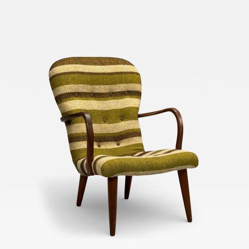 Philip Arctander Style, Lounge Chair, Wool, Walnut, Denmark, 1940s (1 of 11)