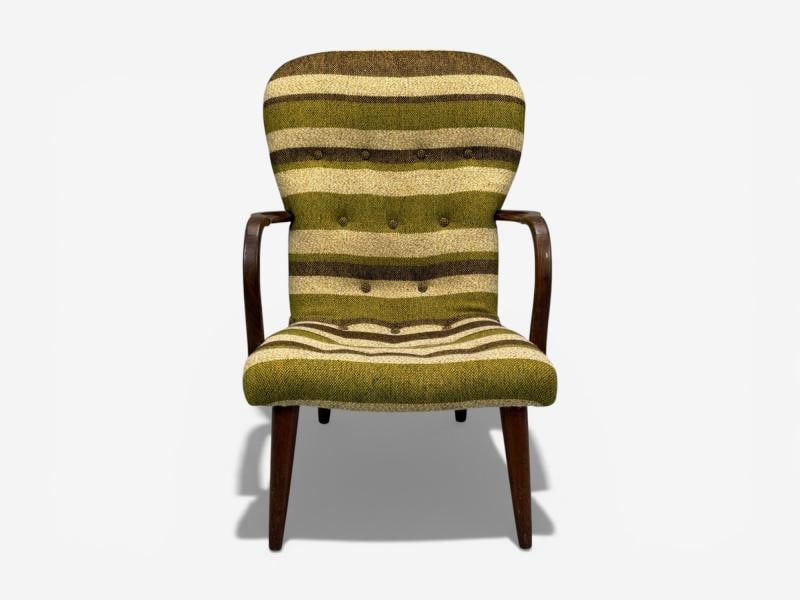 Philip Arctander Style, Lounge Chair, Wool, Walnut, Denmark, 1940s - 2