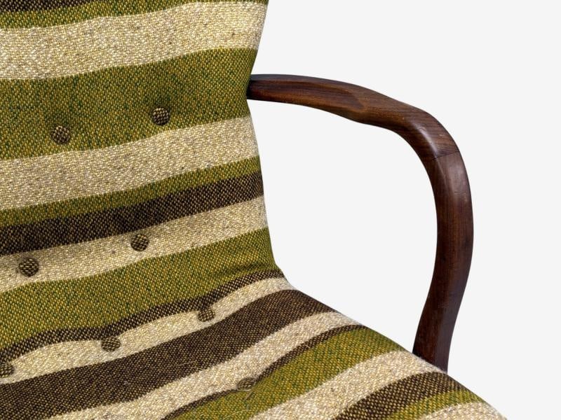 Philip Arctander Style, Lounge Chair, Wool, Walnut, Denmark, 1940s - 5