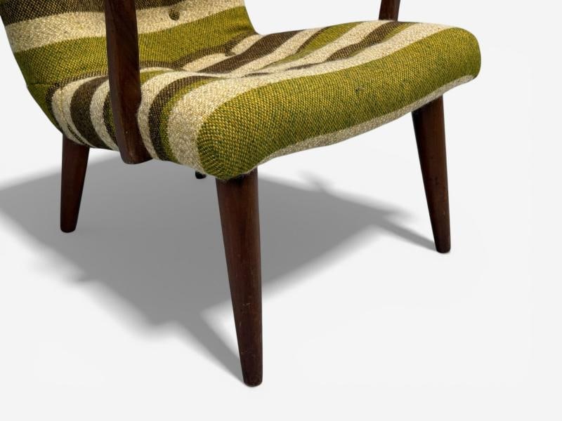 Philip Arctander Style, Lounge Chair, Wool, Walnut, Denmark, 1940s - 7