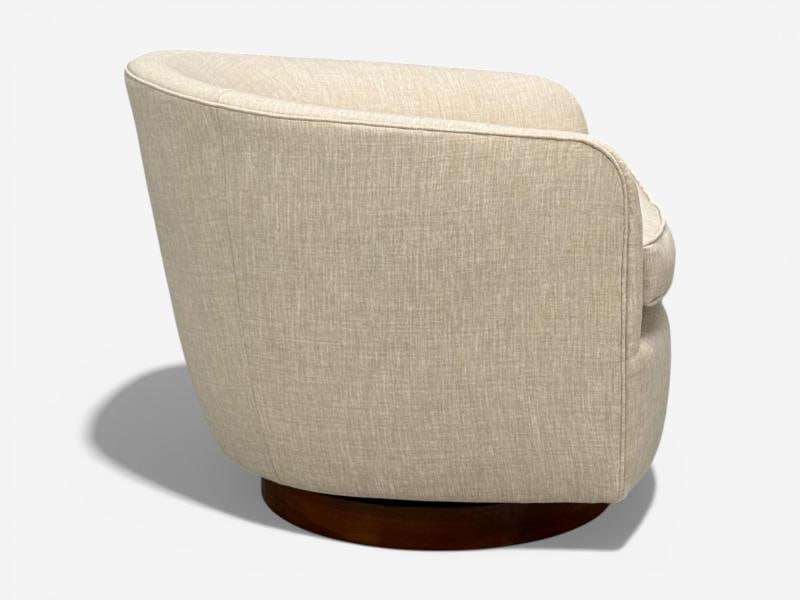 Milo Baughman, Swivel Chairs, Beige Upholstery, Walnut, USA, 1970s - 8