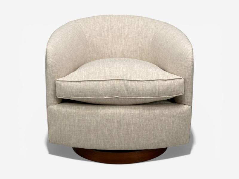 Milo Baughman, Swivel Chairs, Beige Upholstery, Walnut, USA, 1970s - 9