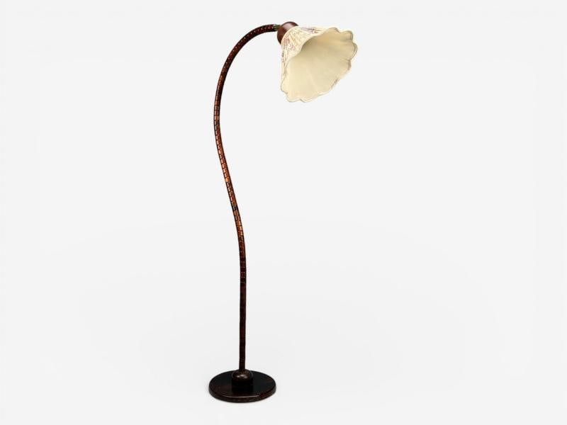 Markslöjd Attribution, Floor Lamp, Stained Wood, Fabric, Sweden, 1970s - 2