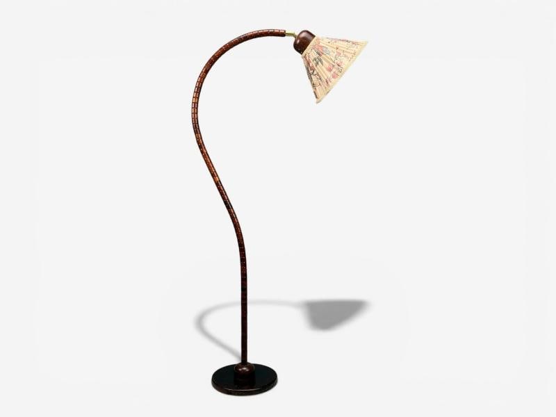 Markslöjd Attribution, Floor Lamp, Stained Wood, Fabric, Sweden, 1970s - 3