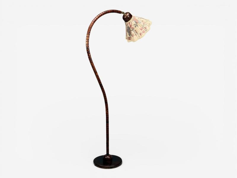 Markslöjd Attribution, Floor Lamp, Stained Wood, Fabric, Sweden, 1970s - 4
