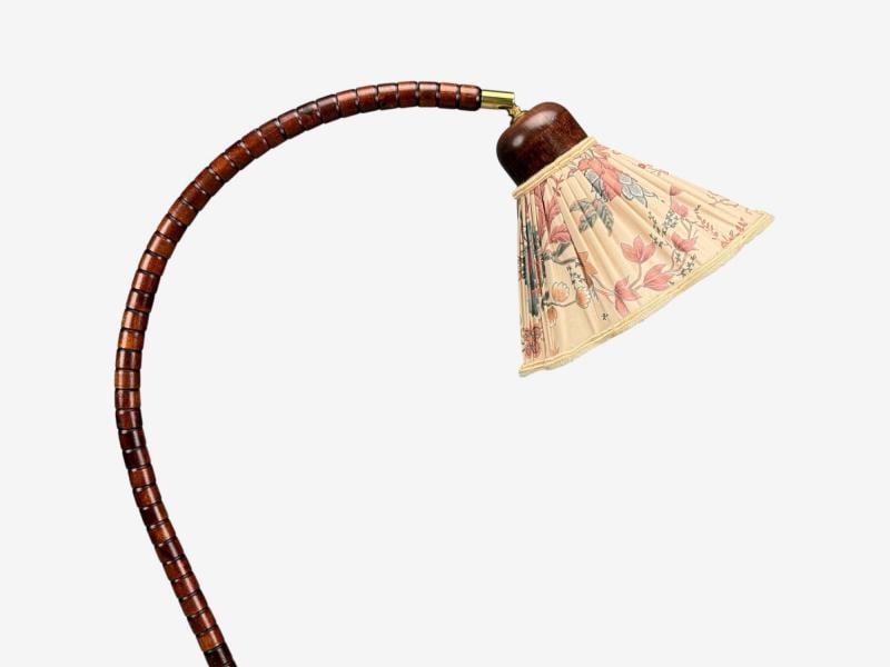 Markslöjd Attribution, Floor Lamp, Stained Wood, Fabric, Sweden, 1970s - 5