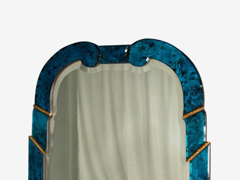 Queen Anne Style, Blue Antiqued Beveled Glass, Venetian Wall Mirrors, 21st C. - 4