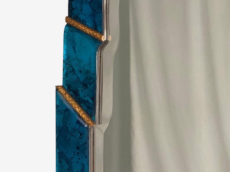 Queen Anne Style, Blue Antiqued Beveled Glass, Venetian Wall Mirrors, 21st C. - 6