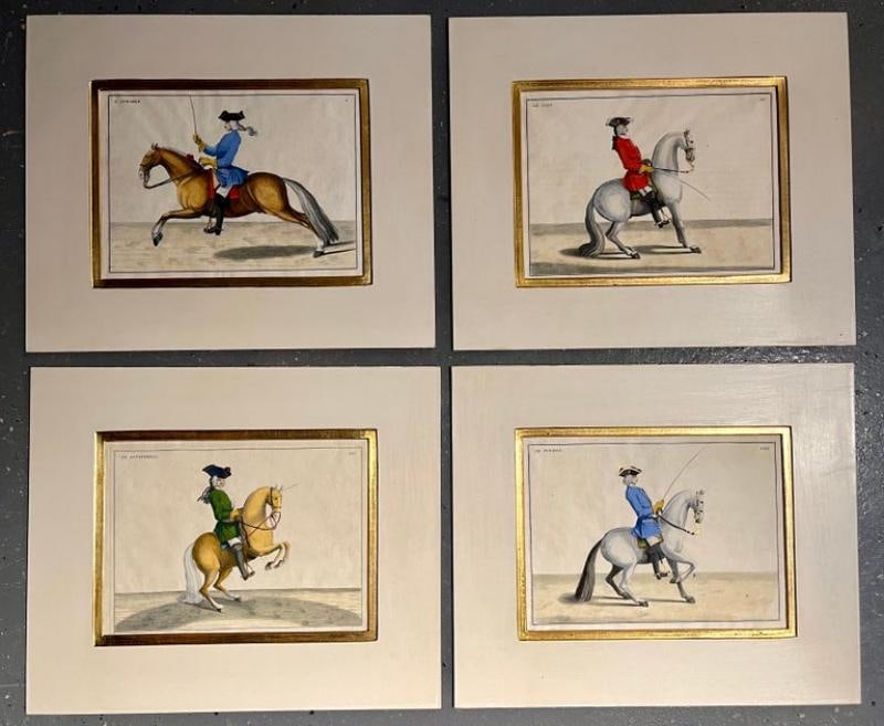 Four Engravings of Horse Riders L' Aimable, Le Joli, Le Sanspareil, Le Poupon - 2