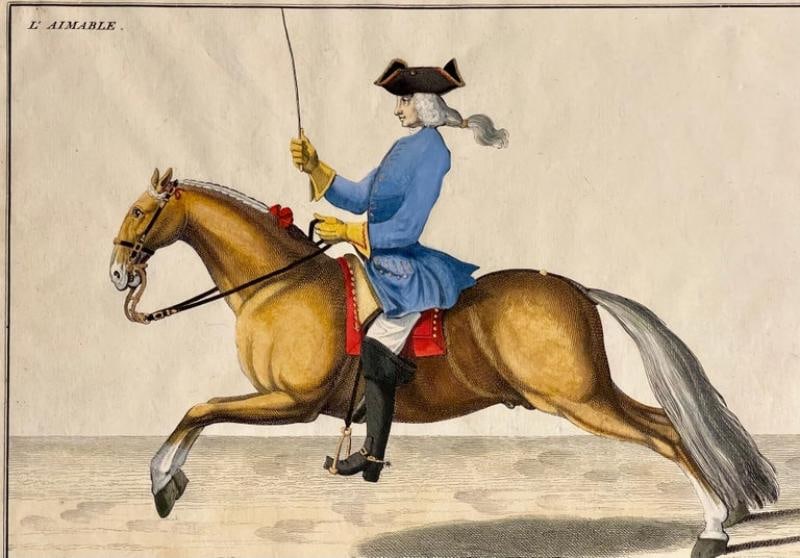 Four Engravings of Horse Riders L' Aimable, Le Joli, Le Sanspareil, Le Poupon - 3