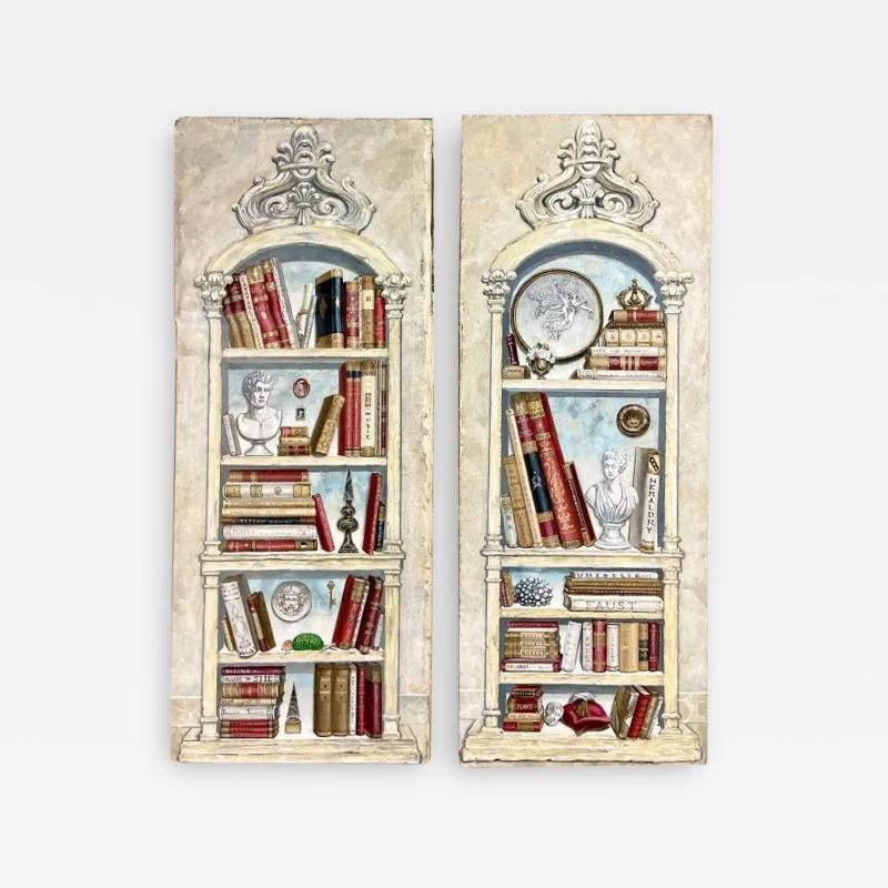 Pair of Oil on Canvas Standing Wall Decoration, Gustavian, Italian Style: Title: Pair of Oil on Canvas Standing Wall Decoration, Gustavian, Italian Style Description: A pair of oil on canvas standing wall decorations. Two complimentary wall panels nine feet high on canvas