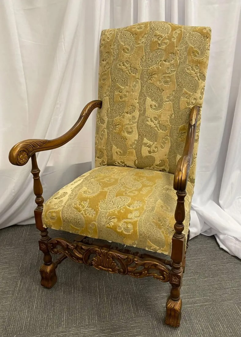 Pair of Throne Chairs, Fauteuils in Louis XIV Fashion, Fine Upholstery - 5