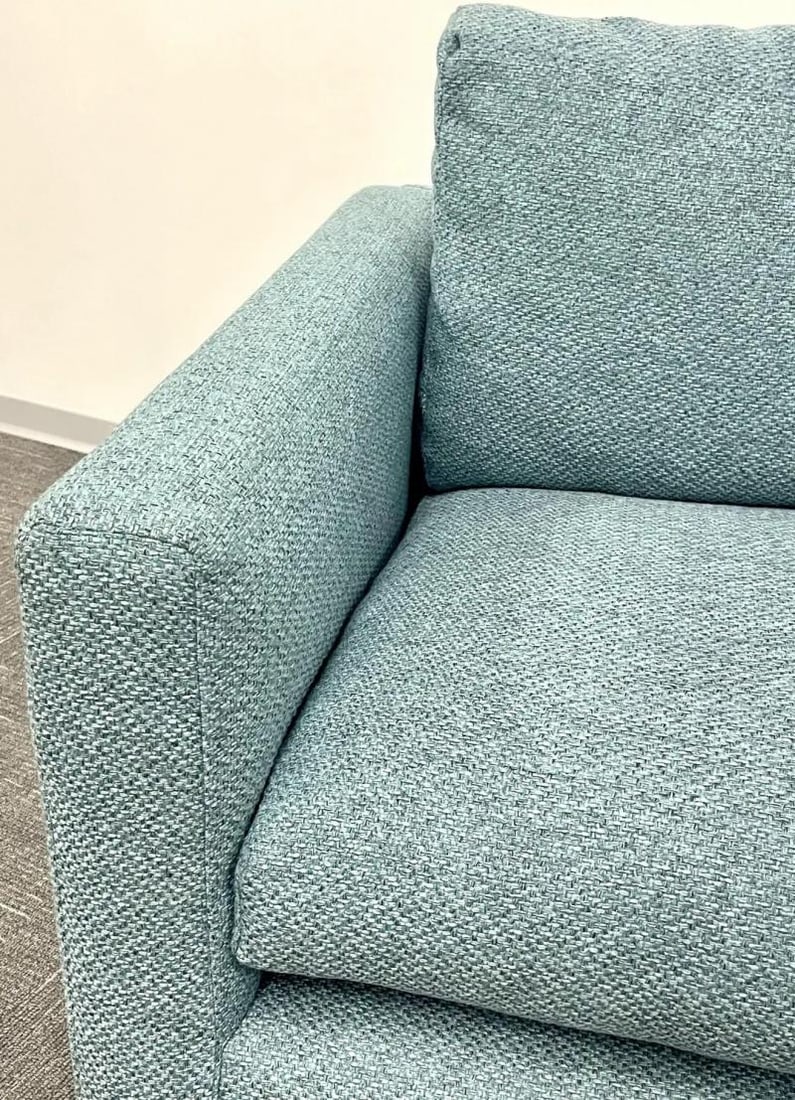 Pair Teal Milo Baughman Style Mid-Century Modern Lounge Chairs, Swivel, Square - 5