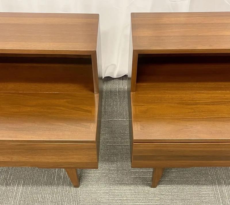 Pair Mid-Century Modern Step End Tables/Nightstands, Nakashima Style, American - 4