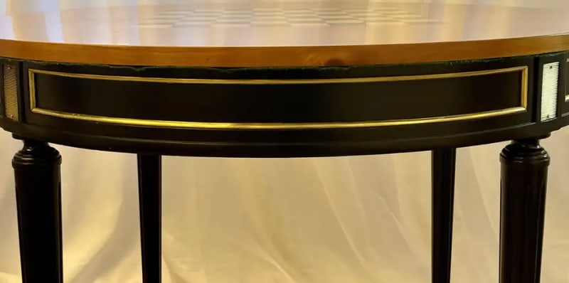 Hollywood Regency Ebony Game, Card Table, Louis XVI Style, Bronze Mounted - 3