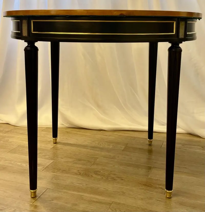 Hollywood Regency Ebony Game, Card Table, Louis XVI Style, Bronze Mounted - 5