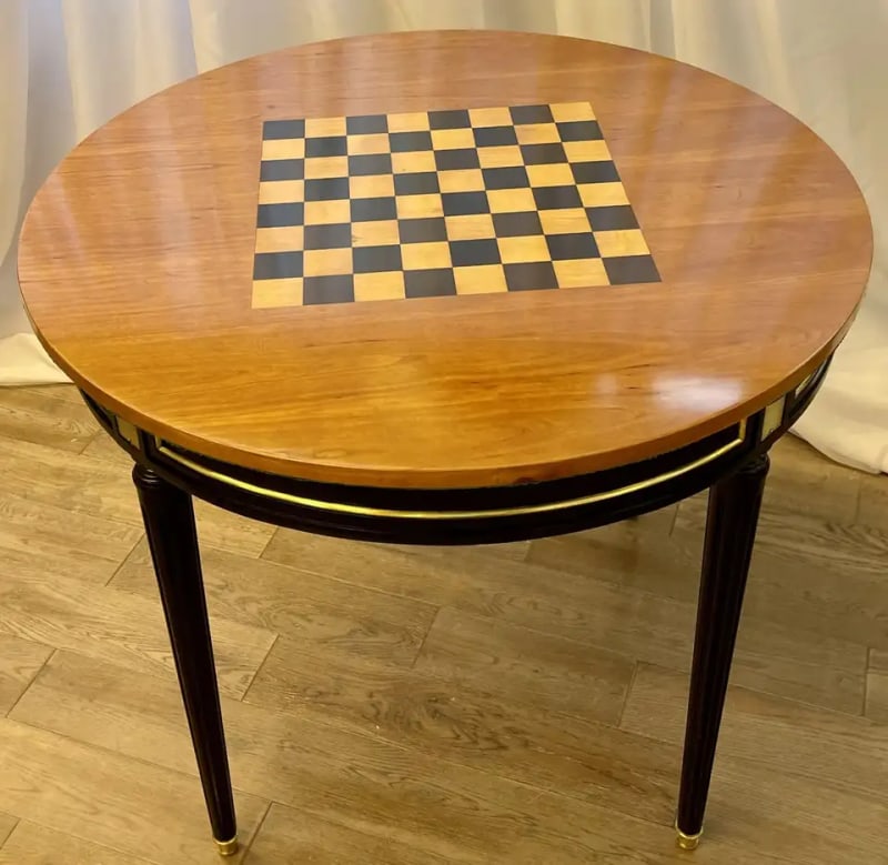 Hollywood Regency Ebony Game, Card Table, Louis XVI Style, Bronze Mounted - 8