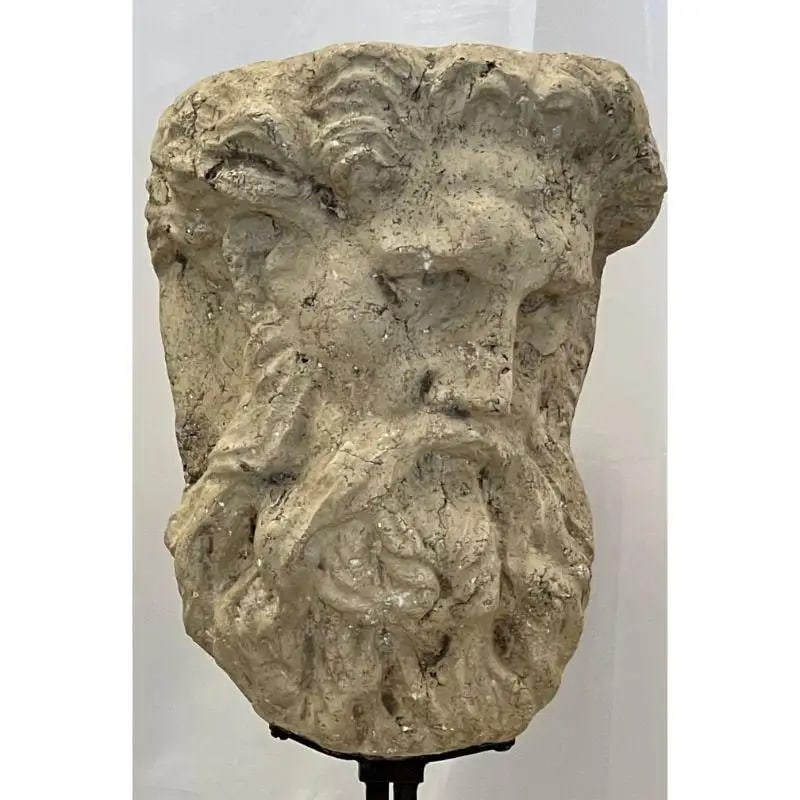 Bust of Roman or Greek Man, Venetian Style, Metal Stand, Sculpture, 20th C. - 4