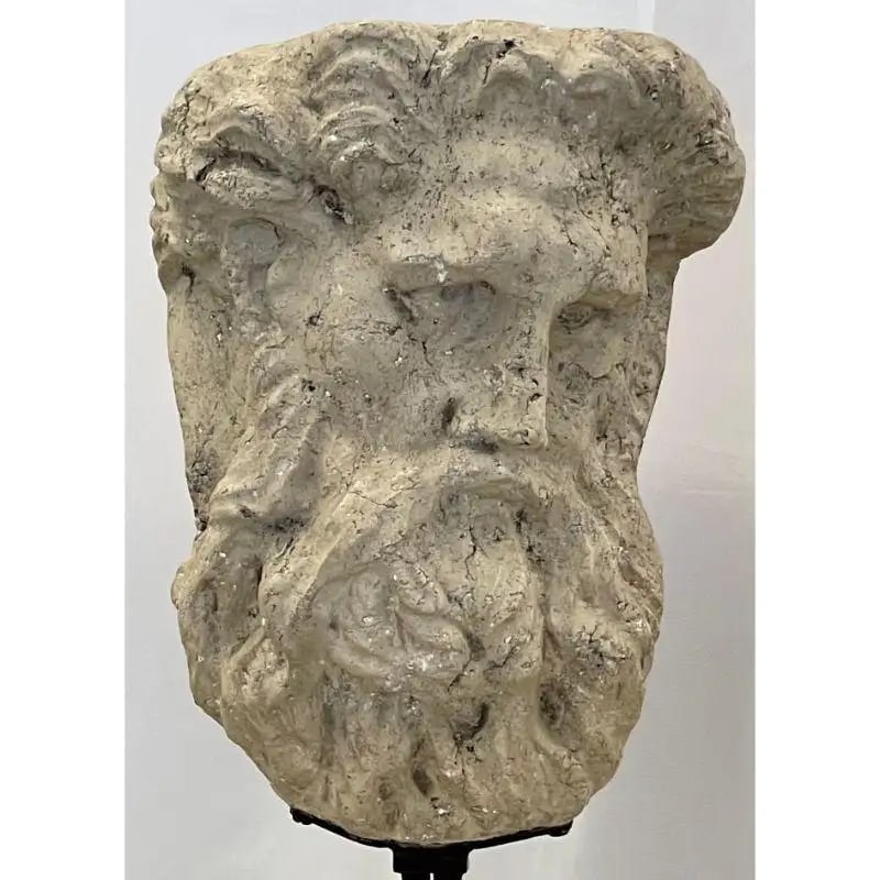 Bust of Roman or Greek Man, Venetian Style, Metal Stand, Sculpture, 20th C. - 5