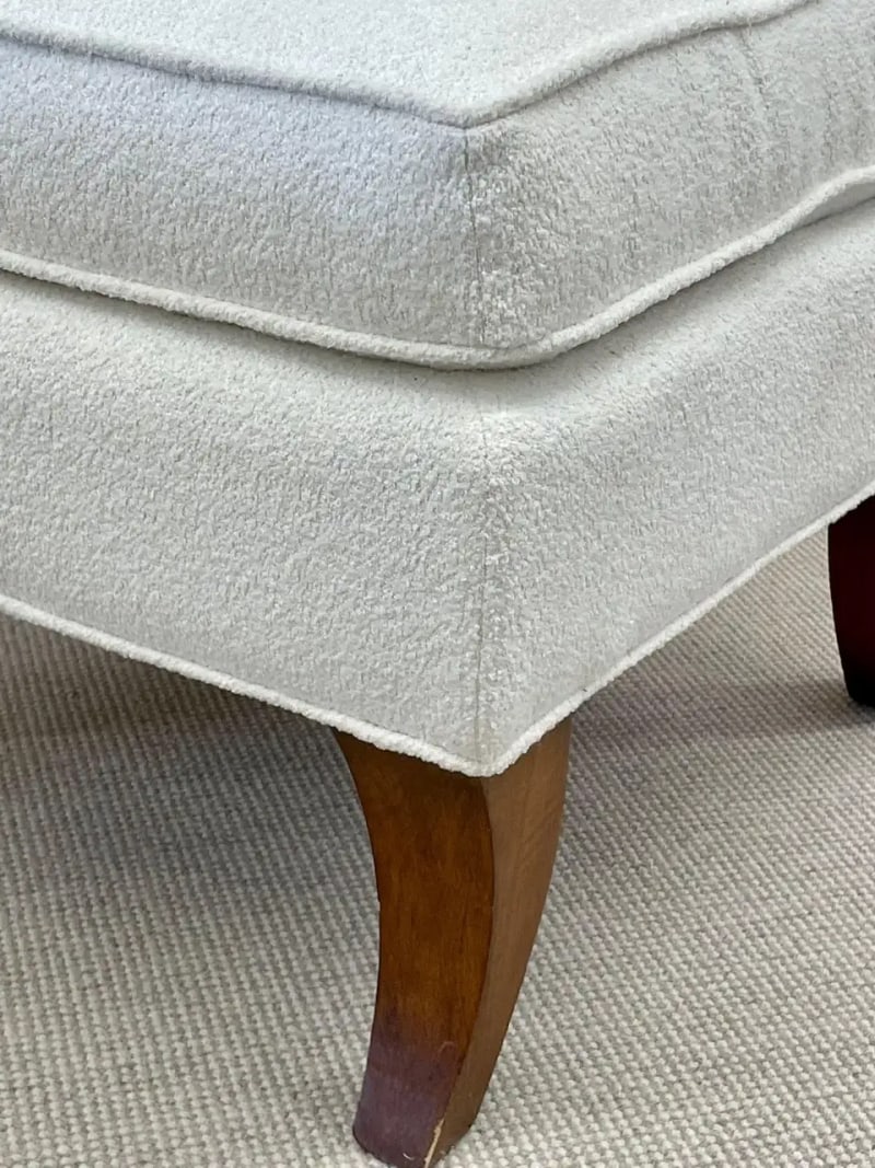 Mid-Century Modern American Designer Tufted Ottomans, Stools, Walnut, Bouclé - 11