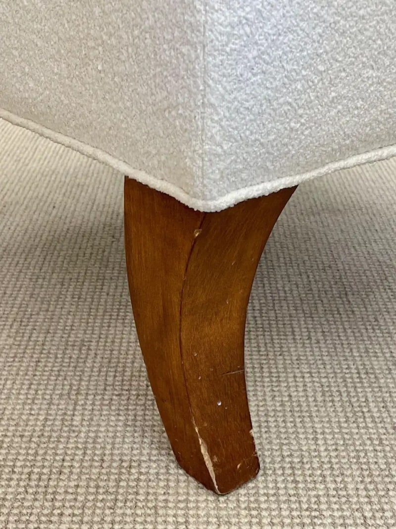 Mid-Century Modern American Designer Tufted Ottomans, Stools, Walnut, Bouclé - 9