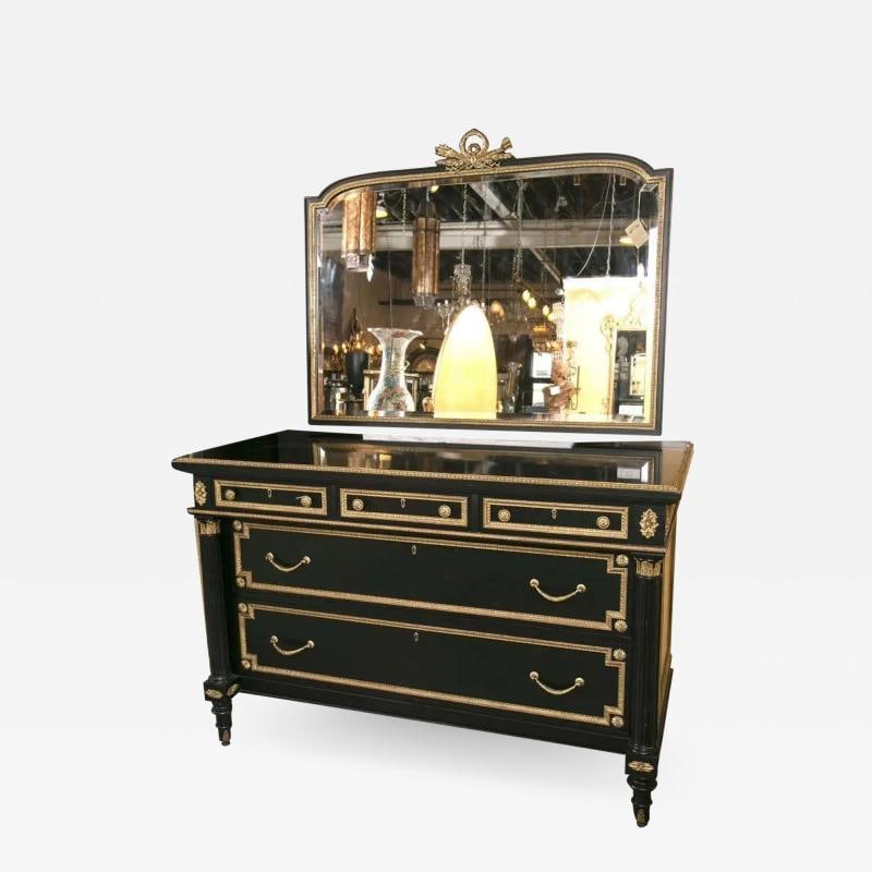 Ebonized Bronze-Mounted Chest /Commode / Dresser Attributed to Jansen (1 of 8)