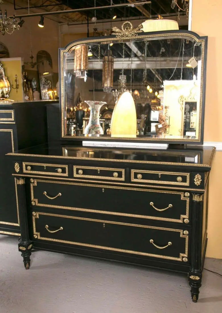 Ebonized Bronze-Mounted Chest /Commode / Dresser Attributed to Jansen - 2