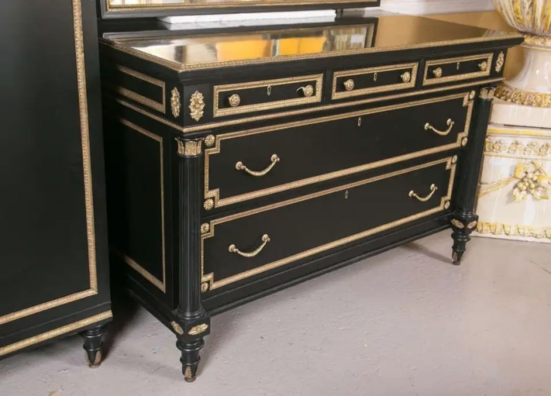Ebonized Bronze-Mounted Chest /Commode / Dresser Attributed to Jansen - 6