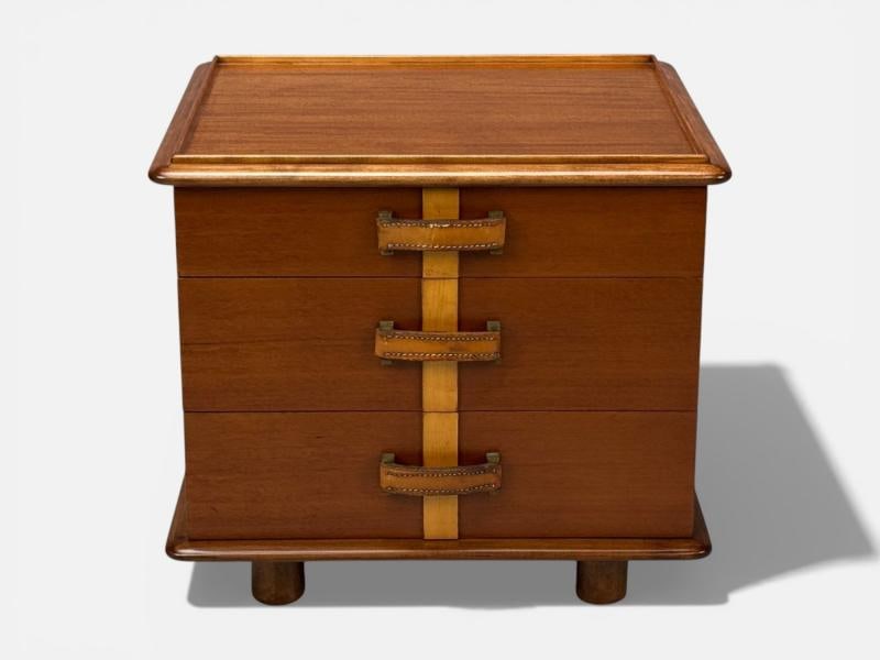 Paul Frankl, Rare Nightstands, Mahogany, Rock Maple, Brass, Leather, USA, 1950s - 6