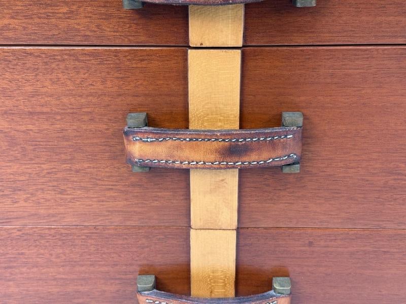 Paul Frankl, Rare Nightstands, Mahogany, Rock Maple, Brass, Leather, USA, 1950s - 8