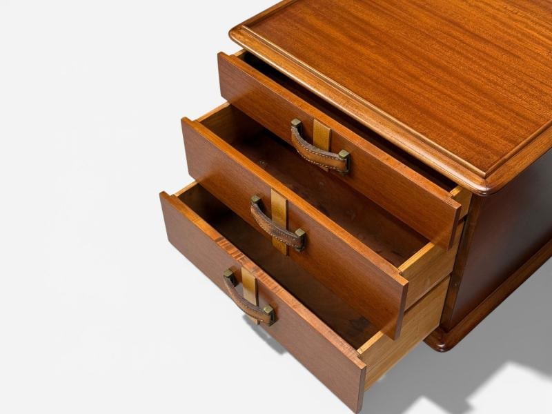 Paul Frankl, Rare Nightstands, Mahogany, Rock Maple, Brass, Leather, USA, 1950s - 9